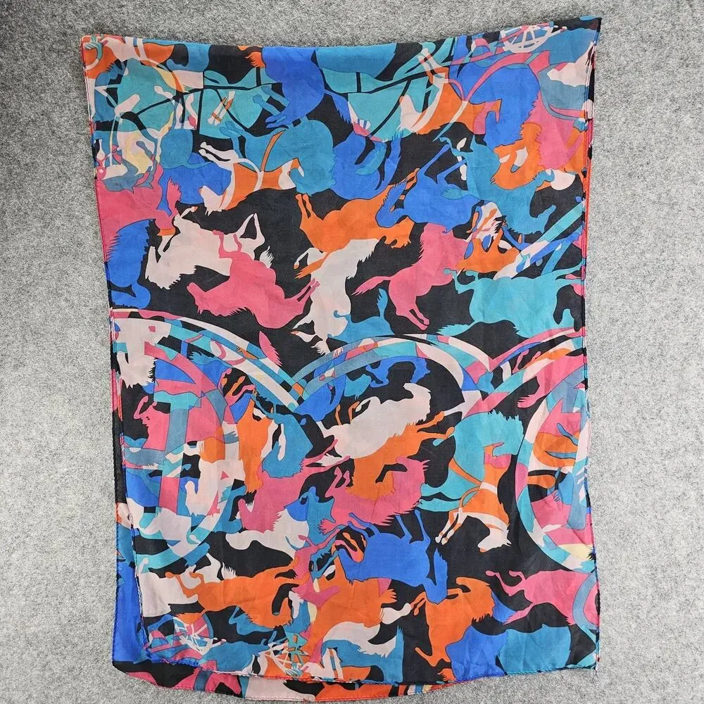 Lightweight Equestrian Scarf Colorful Abstract Art To Wear Horse Design 60